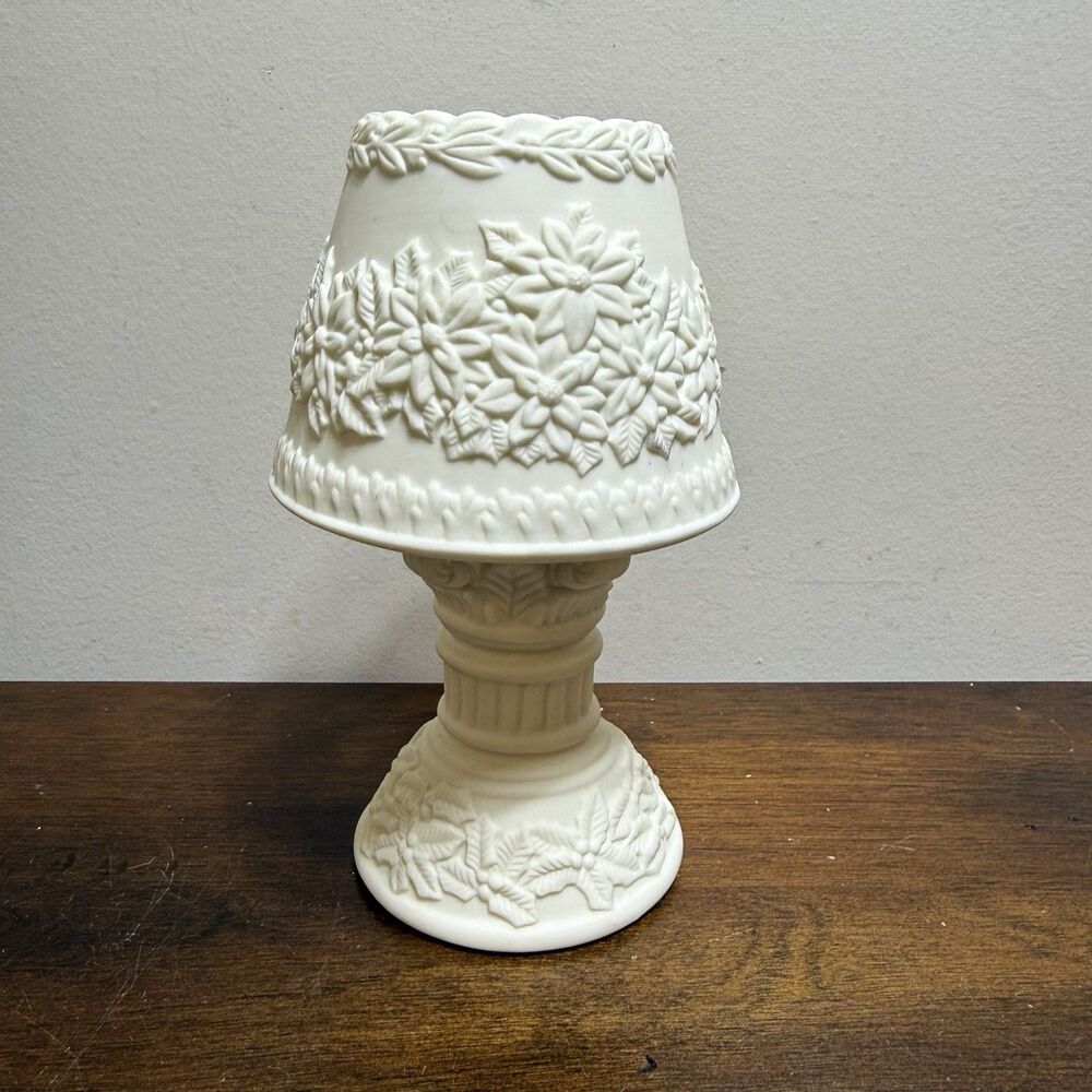 Fairy Lamp New Images Jade Porcelain Christmas Bow Poinsettia Holiday Votive 6.5 - Picture 5 of 8